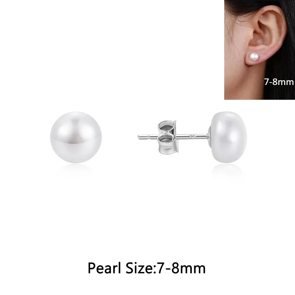 Orecchini a Perno con Perle Naturali d'Acqua Dolce per Donne, Argento Sterling 925, Gioielli Semplici e Colorati con Perle Selezionate a Mano