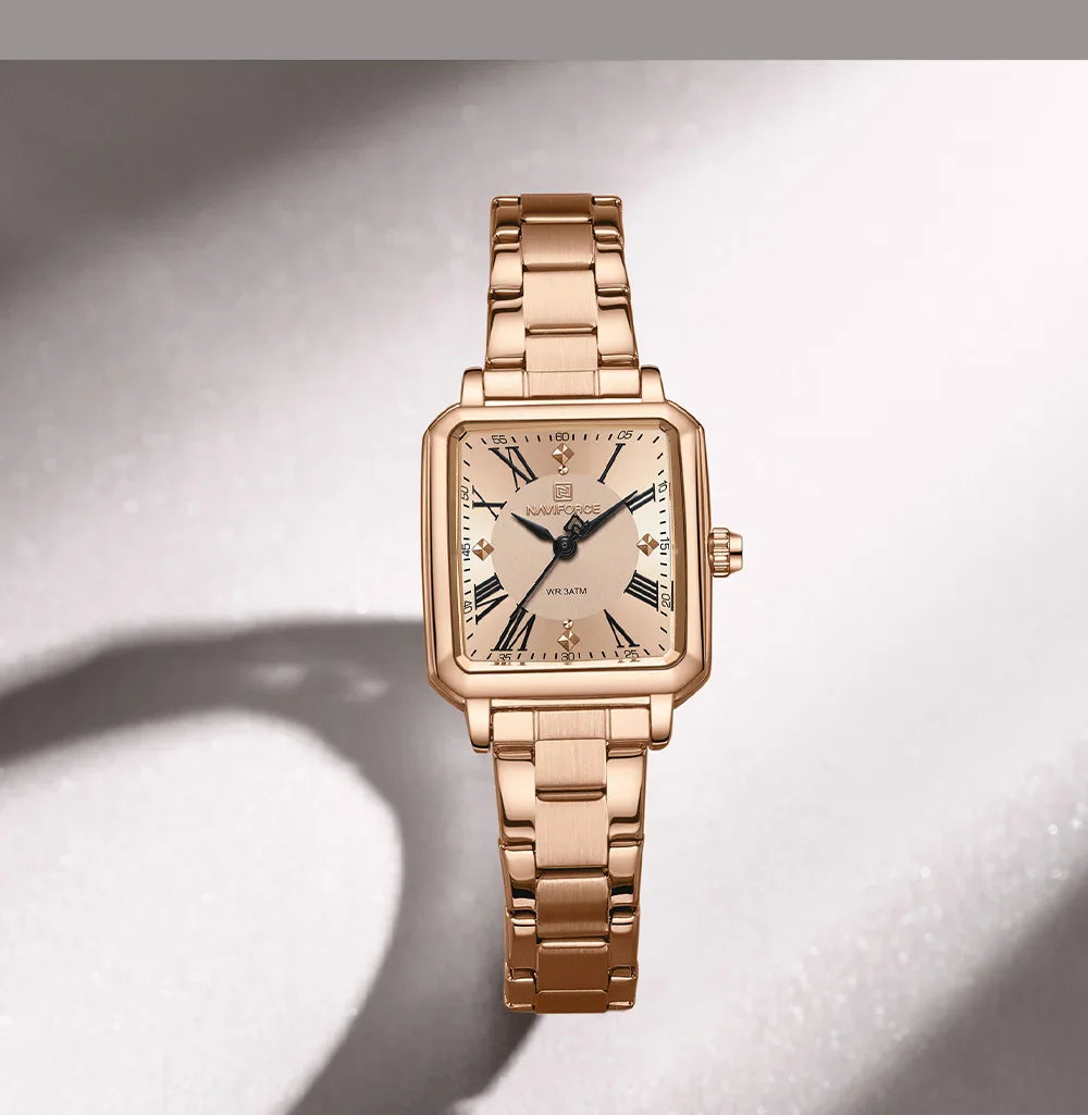 NAVIFORCE Orologio da donna alla moda per donna Orologio da polso da donna casual impermeabile al quarzo in acciaio inossidabile da regalare alla fidanzata 2025