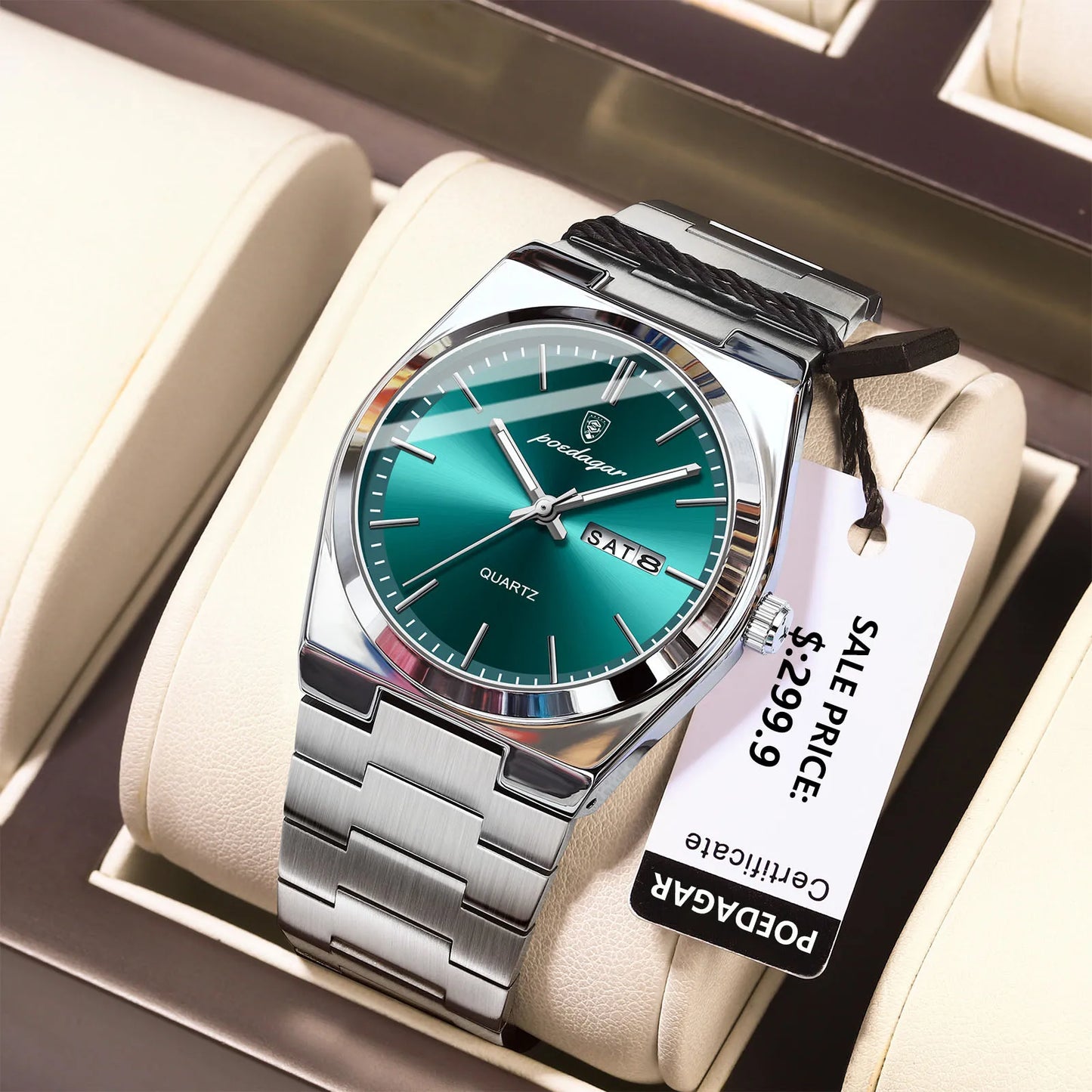 POEDAGAR Orologi da uomo di lusso Impermeabile luminoso Data Settimana Orologio da uomo in acciaio inossidabile Moda casual Orologio da polso da uomo al quarzo Reloj
