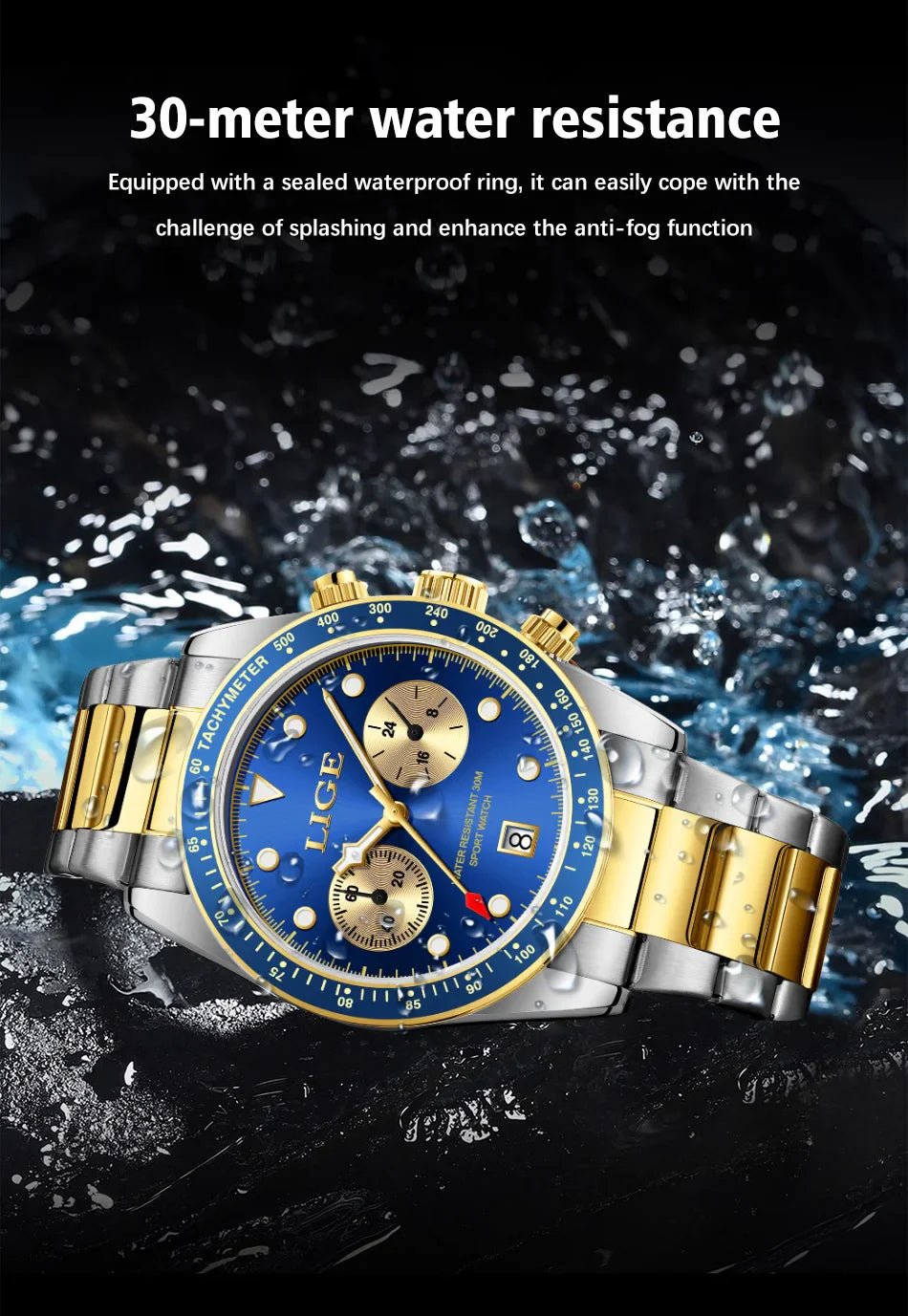 LIGE Nuovi orologi da uomo Orologi da polso al quarzo da uomo di lusso delle migliori marche Cronografo sportivo impermeabile e luminoso Relogio Masculino+BOX