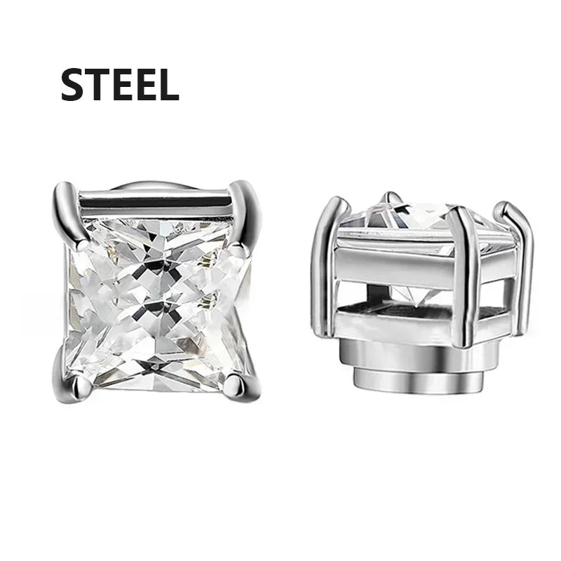 3 paia di orecchini a clip magnetici resistenti in cristallo per uomini e donne Orecchini con magnete zircone rotondo punk Gioielli non penetranti
