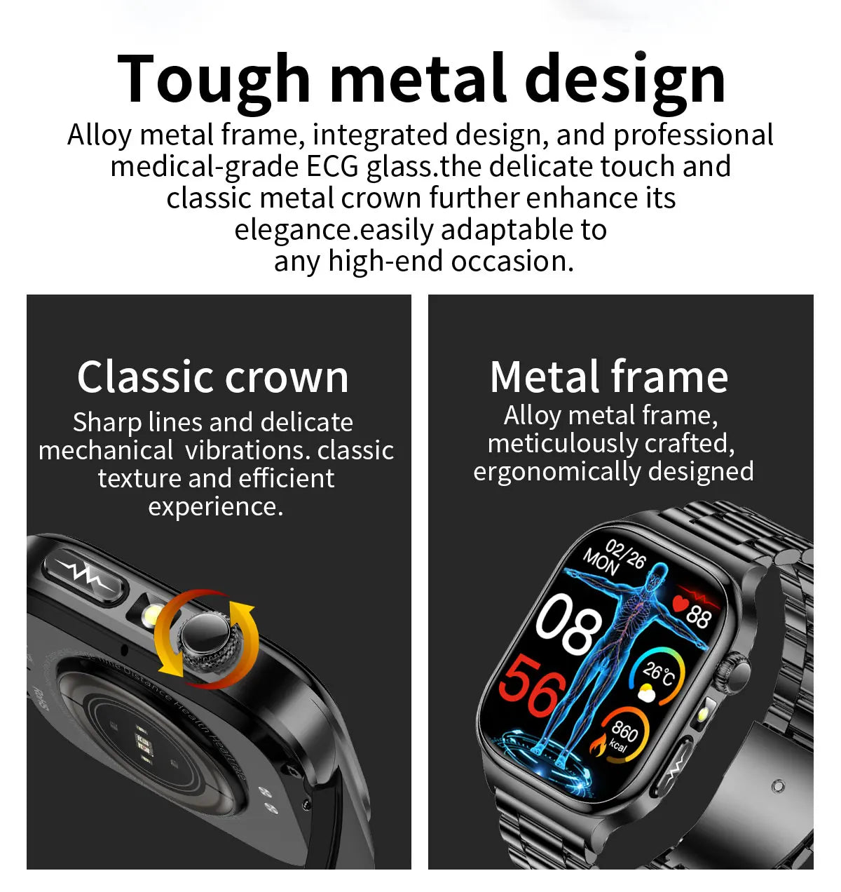2026 Nuovo Misurazione Accurata Salute Smart Watch ECG + PPG Acido Urico Pressione Sanguigna Lipidi Nel Sangue Chiamata BT Smartwatch Per Le Donne Degli Uomini
