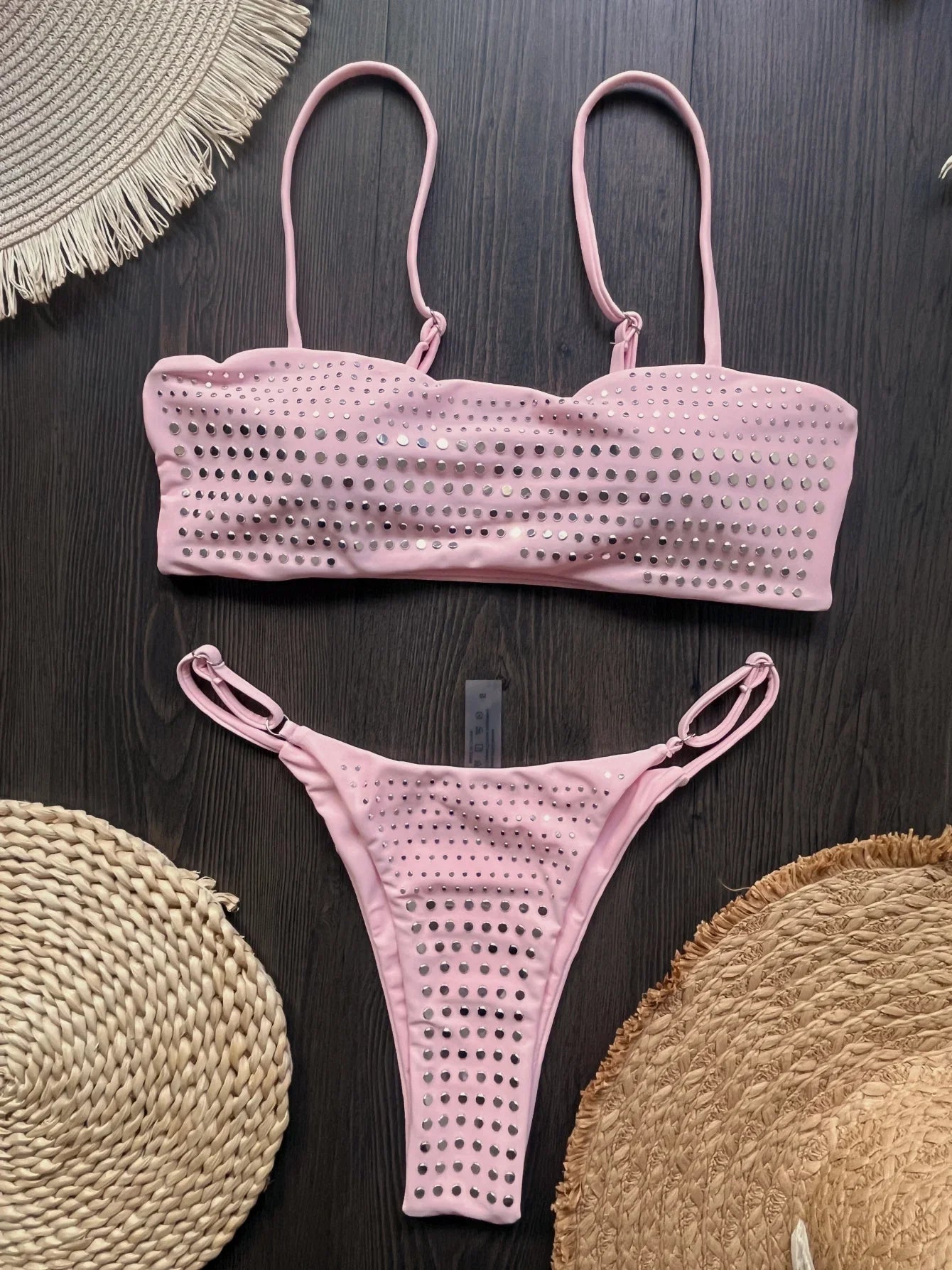 2025 Diamante Bikini Donne Sexy Costume Da Bagno A Fascia Biquini Push Up Costumi Da Bagno Femminile Lucido Costumi da Bagno Floreale Tuta Beachwear