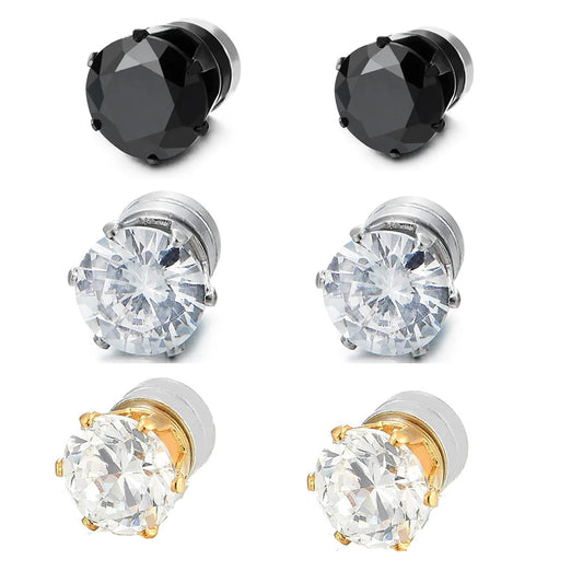 1 paio di orecchini a clip con orecchio magnetico forte in cristallo per uomo donna orecchini con magnete zircone rotondo punk regalo di gioielli non penetranti