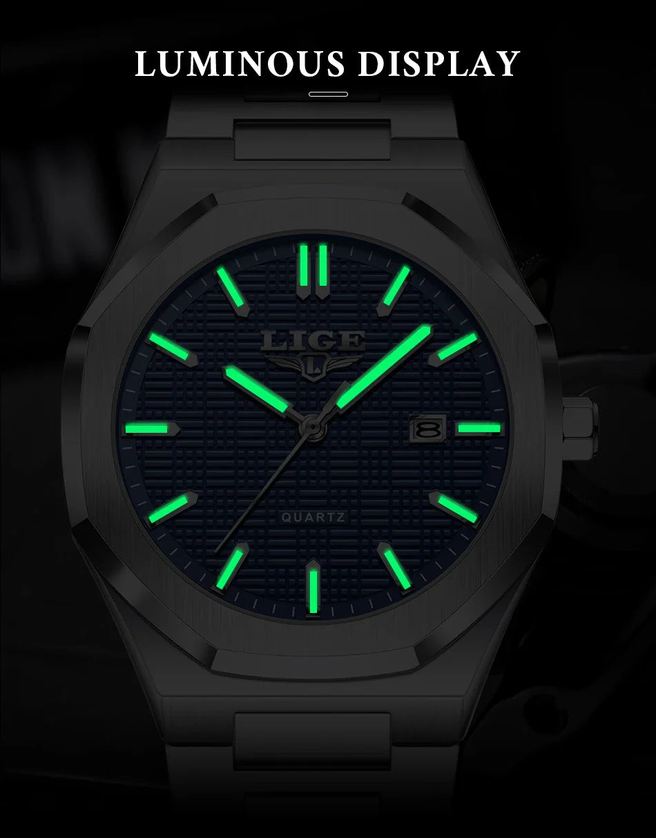 LIGE Orologio da donna elegante e lussuoso, orologio classico alla moda con data automatica, cinturino in acciaio inossidabile, orologi luminosi impermeabili per donna, regalo per signora