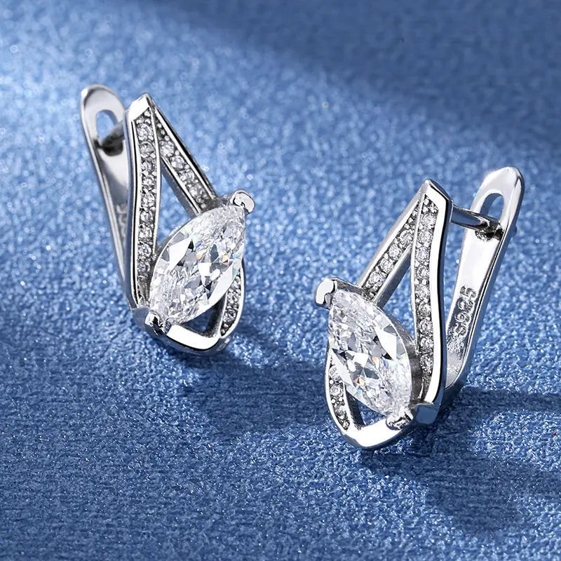 Orecchini in argento sterling 925 gioielli di alta qualità retrò modello semplice orecchini con zirconi bianchi viola vendita calda