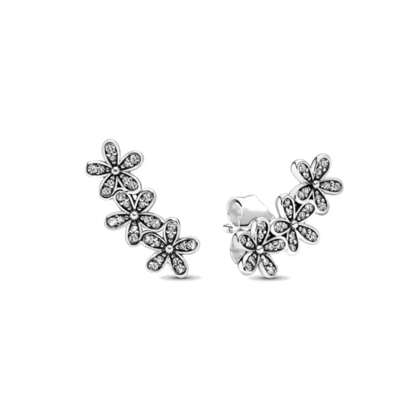 2025 Orecchini a cerchio in cristallo per le donne Orecchini gioielli Farfalla rosa Bule Moon Star Orecchini originali in argento sterling 925