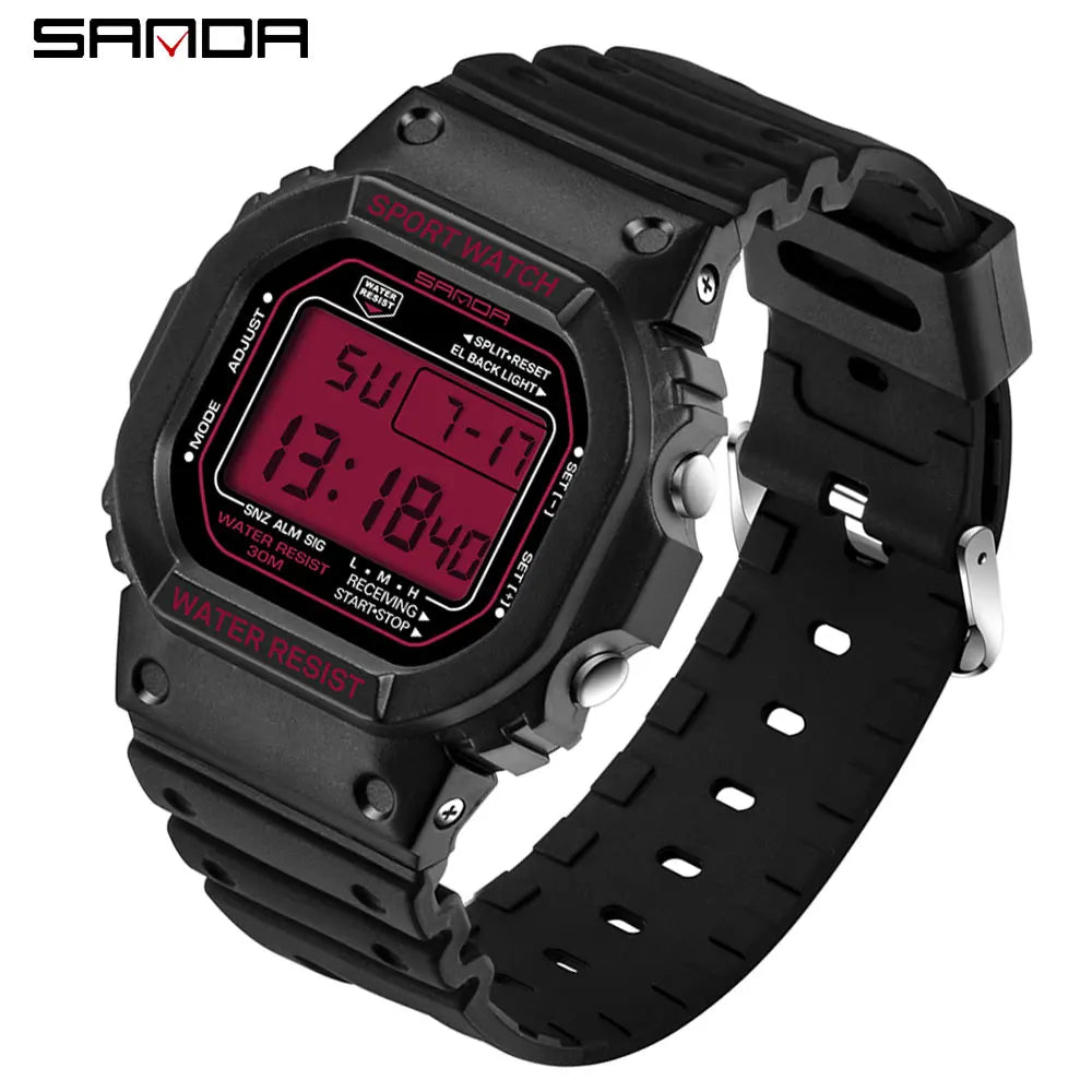SANDA G Style LED Orologio digitale Unisex Antiurto Impermeabile Orologi sportivi Ragazzo Ragazza Cronometro Orologio elettronico a LED militare