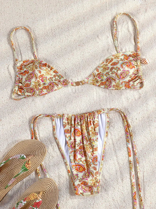 ZRTAK Costume a due pezzi Bikini 2025 Costume da bagno donna Push Up Costume da bagno Bikini sexy Set Costumi da bagno Stampa Beachwear Biquinis solidi