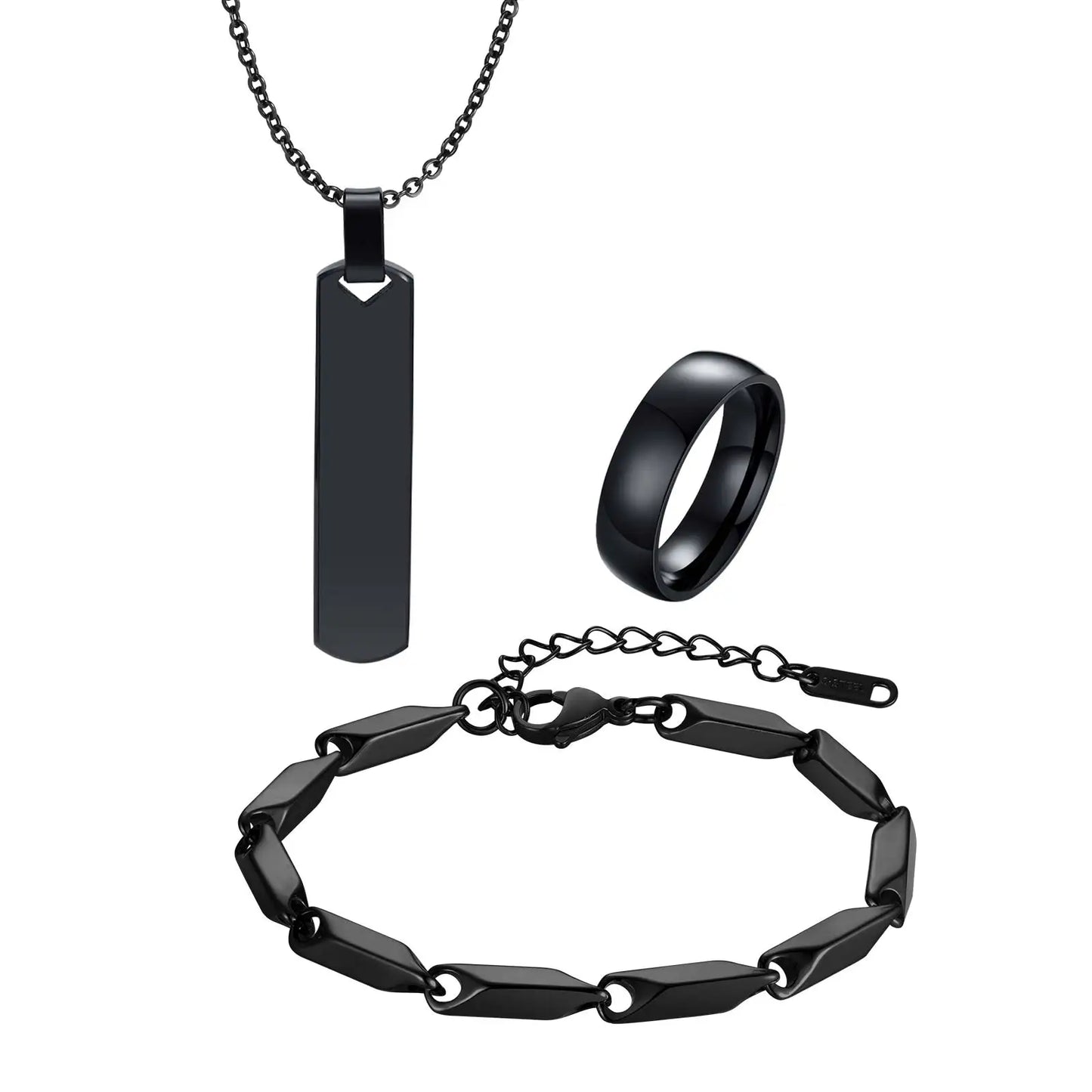 Set di 3 Collane con Barra Verticale per Uomo, Collana con Ciondolo in Acciaio Inossidabile Stile Hip Hop, Set di Gioielli alla Moda Regalo per Lui