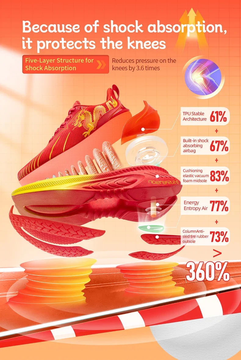 Scarpe da corsa ONEMIX Paraurti rosso riflettente Elite Scarpe sportive con rialzo di altezza per scarpe da ginnastica da passeggio in mesh traspirante per esterni da uomo