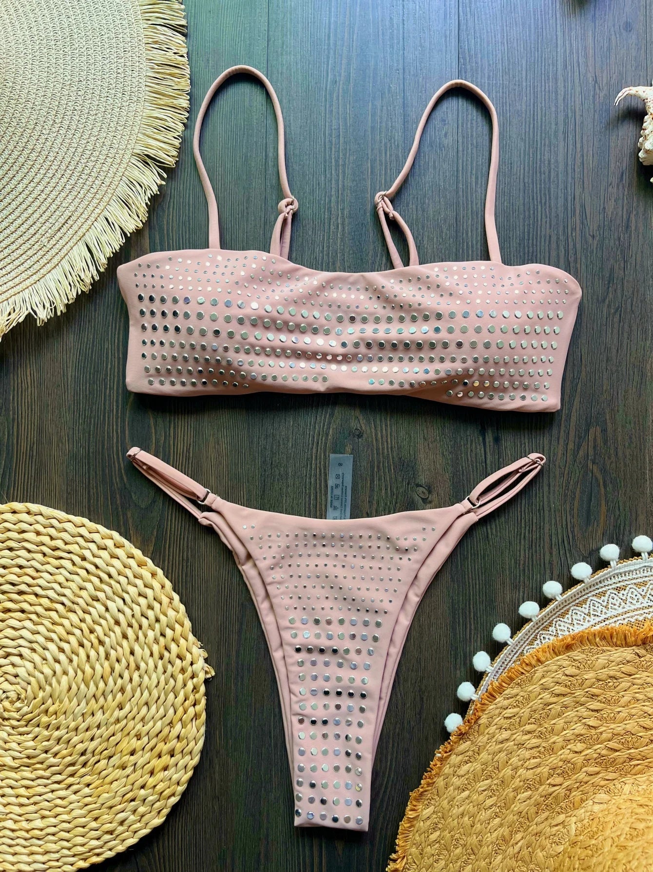2025 Diamante Bikini Donne Sexy Costume Da Bagno A Fascia Biquini Push Up Costumi Da Bagno Femminile Lucido Costumi da Bagno Floreale Tuta Beachwear