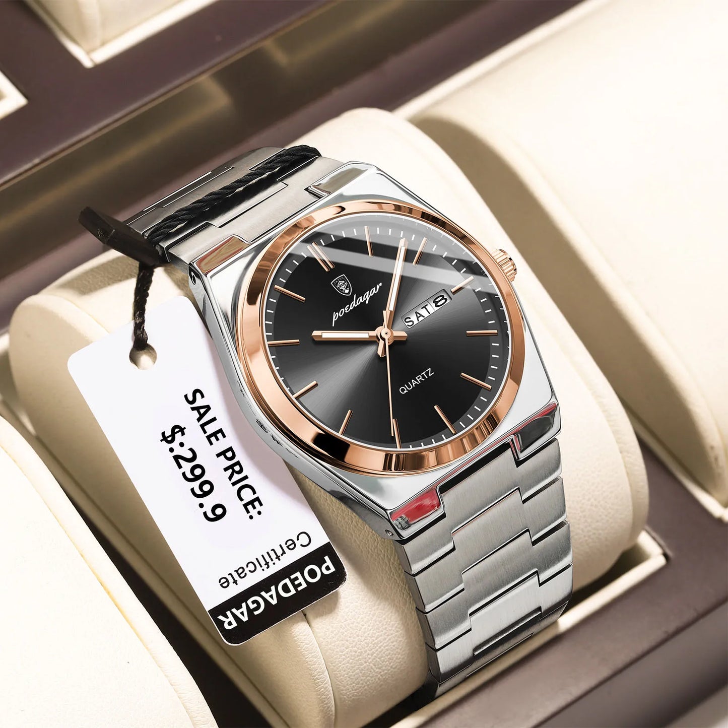 POEDAGAR Orologi da uomo di lusso Impermeabile luminoso Data Settimana Orologio da uomo in acciaio inossidabile Moda casual Orologio da polso da uomo al quarzo Reloj