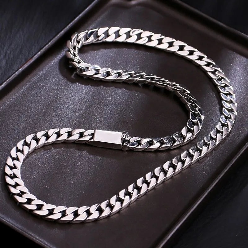 100% S925 Collana in argento sterling Bracciale Punk S925 Gioielli in argento Non sbiadisce mai Carry certificato Uomo Donna Gioielli Regali