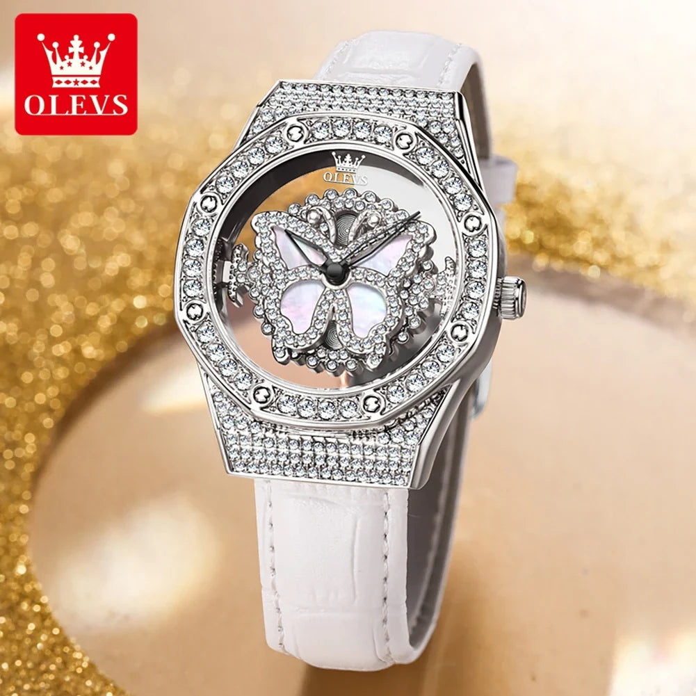 OLEVS 9996 Orologio Elegante di Lusso da Donna, Orologio al Quarzo Scheletrato, Impermeabile, con Quadrante Luminoso e Diamanti, Regalo Originale