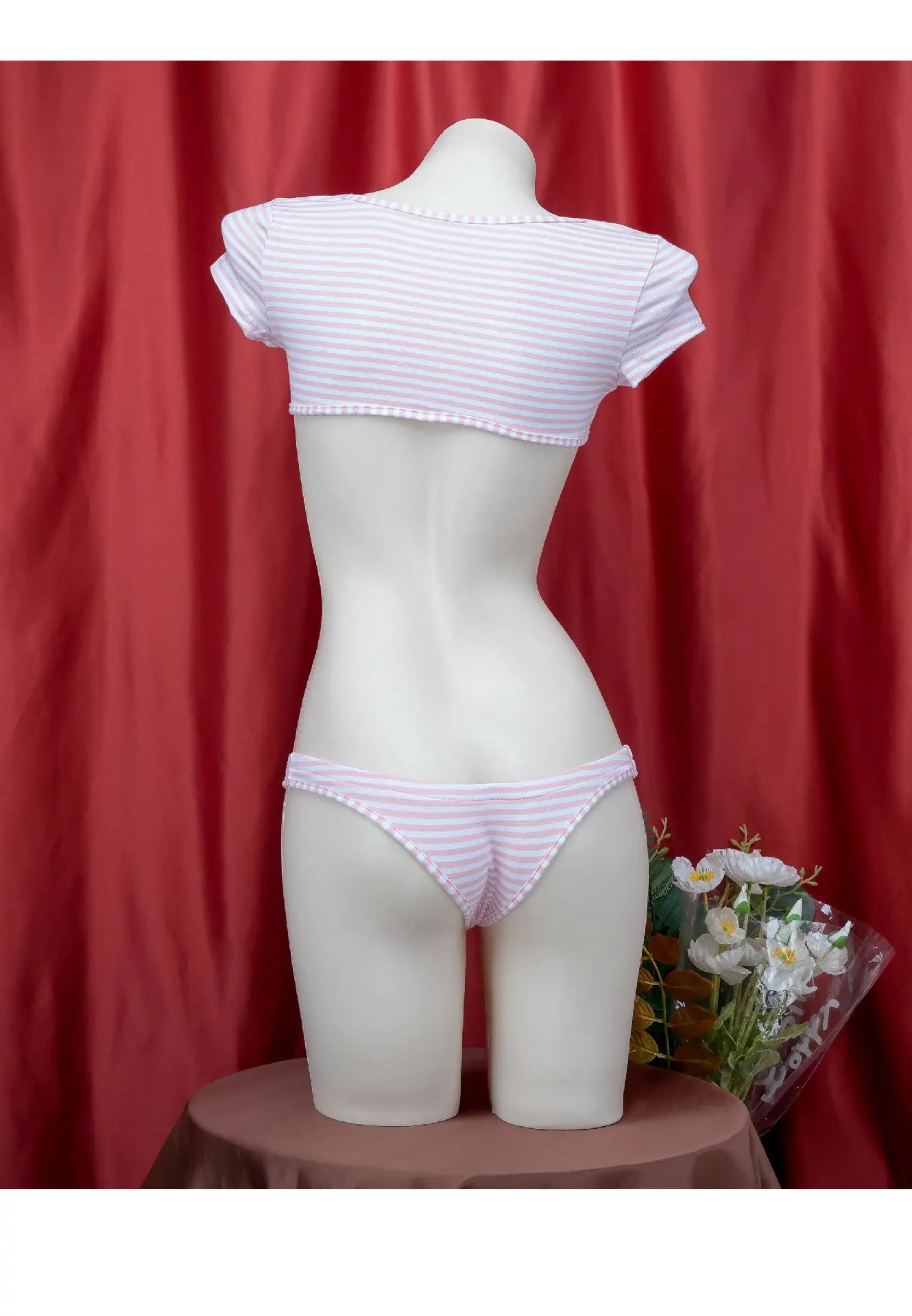 La biancheria intima giapponese della maglietta a righe Super corte imposta il Bikini uniforme delle ragazze del Costume Cosplay della scuola di stile a tre punti