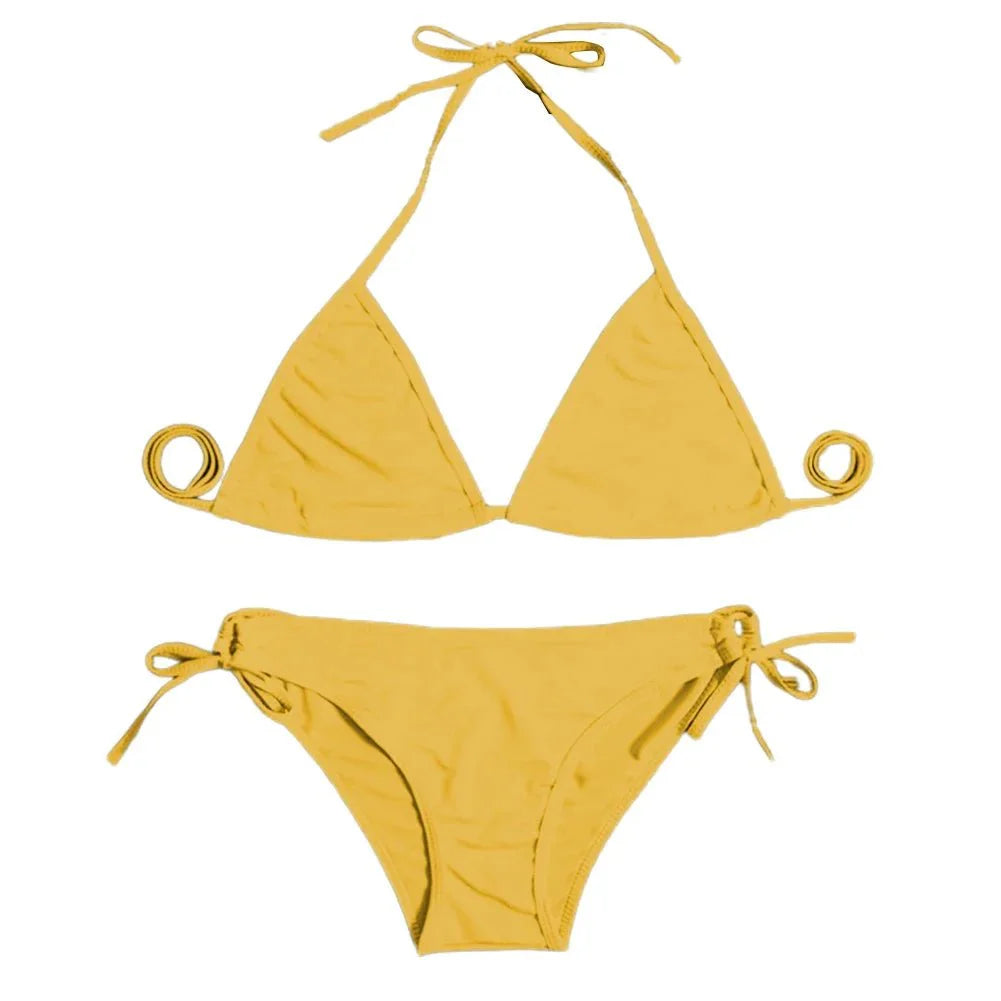 Costume da bagno bikini sexy da donna con perizoma, modello brasiliano con lacci, per l'estate e le vacanze al mare