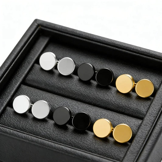 1 paio di orecchini in acciaio inossidabile di diversi tipi, colore nero e oro, per donna e uomo, stile punk gotico, piercing, orecchini finti, gioielli.