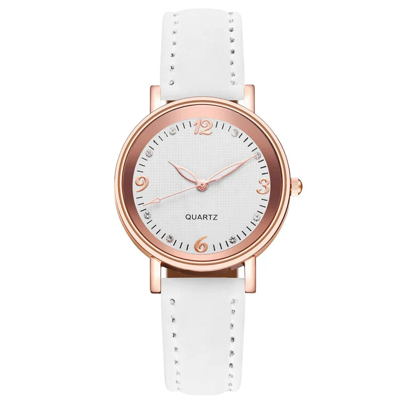 Orologio da donna alla moda con quadrante arabo, cinturino in pelle casual, orologi analogici al quarzo