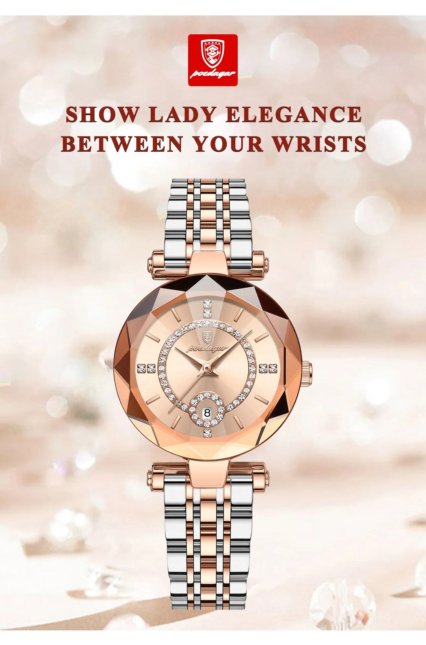 POEDAGAR Orologio da polso originale alla moda per donna Orologio da donna al quarzo con data in acciaio inossidabile impermeabile Orologi da donna casual di lusso