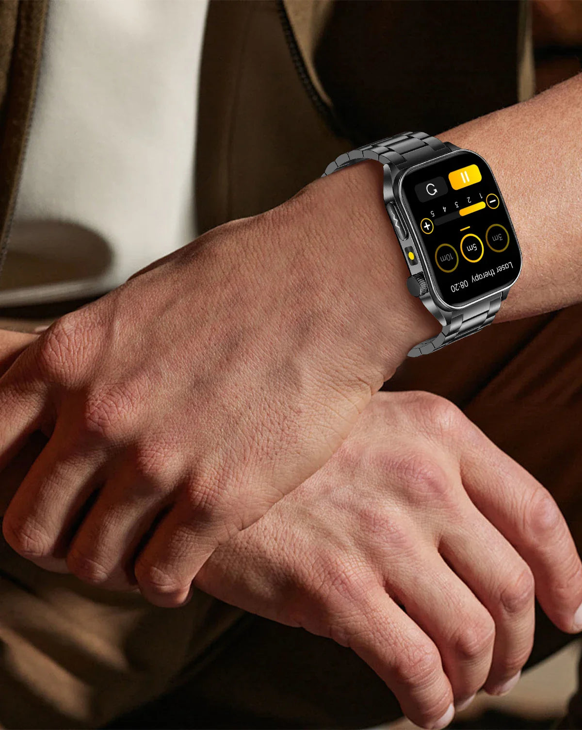2025 Trattamento laser Tre Smartwatch alti 1.95 "Schermo curvo in zaffiro ECG + PPG Grasso nel sangue Acido urico Diagnosi salute Smartwatch