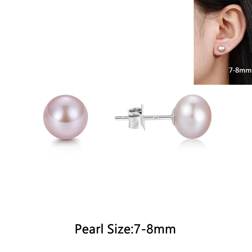 Orecchini a Perno con Perle Naturali d'Acqua Dolce per Donne, Argento Sterling 925, Gioielli Semplici e Colorati con Perle Selezionate a Mano