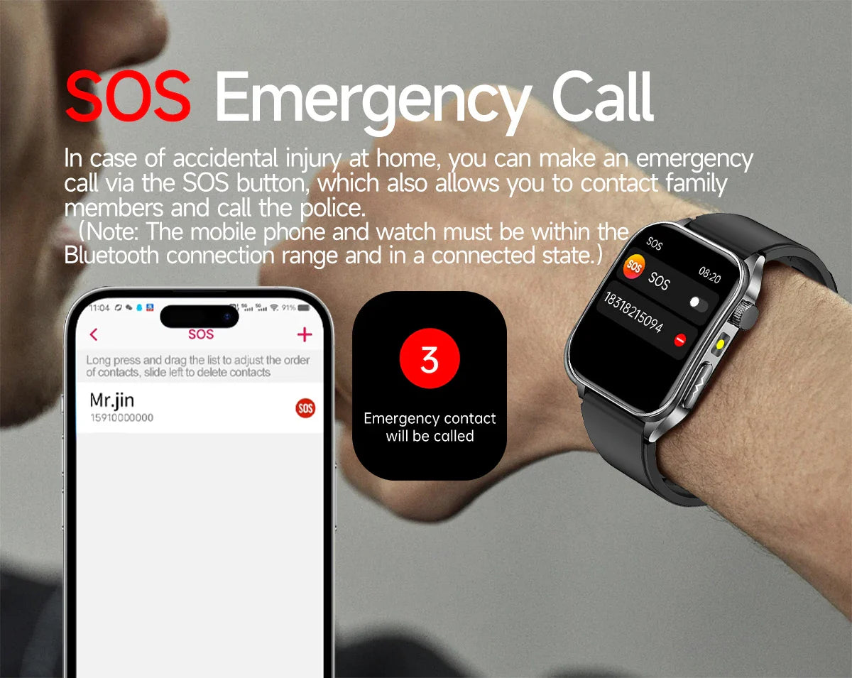 2026 Nuovo 650nm Terapia Laser Grassi nel sangue Acido urico Pressione sanguigna Smart Watch ECG + PPG Preciso Monitor di salute Smartwatch per gli uomini