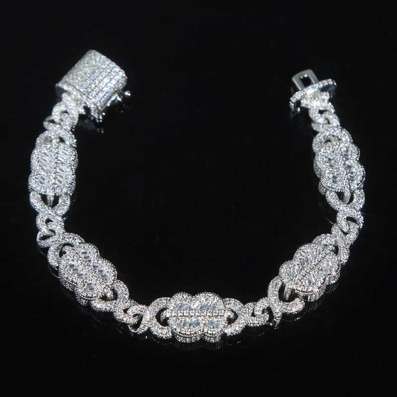 Set Gioielli Hip Hop da Uomo/Ragazzo Iced Out Bling 2026 Nuovo Design: Collana e Bracciale con Catena Cuban Link a Moneta Infinita/Dollaro