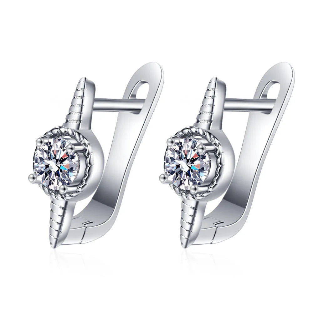 Orecchini in argento sterling 925 gioielli di alta qualità retrò modello semplice orecchini con zirconi bianchi viola vendita calda