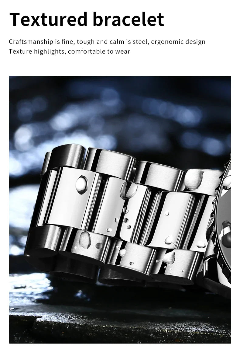 OLEVS Orologi da uomo Trend Luxury Cinturino in acciaio pregiato Grande data Orologio da polso al quarzo di marca originale per uomo Impermeabile luminoso 5885 Nuovo