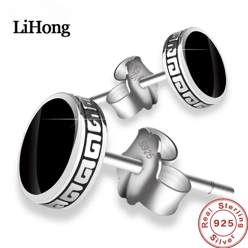 Lihong Orecchini in argento 925 personalizzati Orecchini singoli da uomo Gioielli hip-hop punk di strada