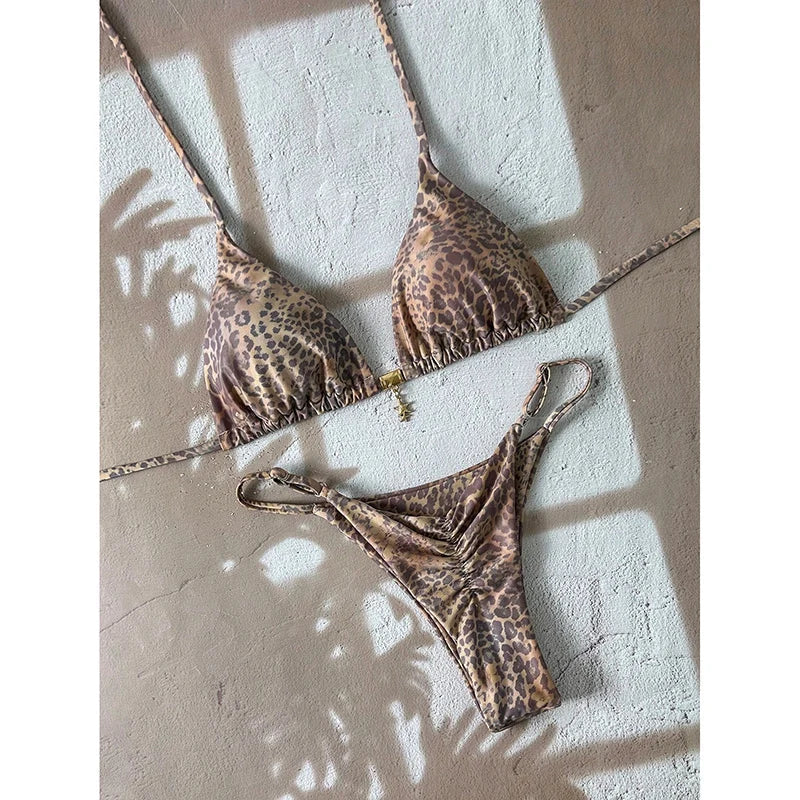 Sexy Leopardo Push Up Bikini Costumi da bagno a due pezzi 2026 Micro Bikini Set Costume da bagno donna Abbigliamento da spiaggia Perizoma Costumi da bagno per donna