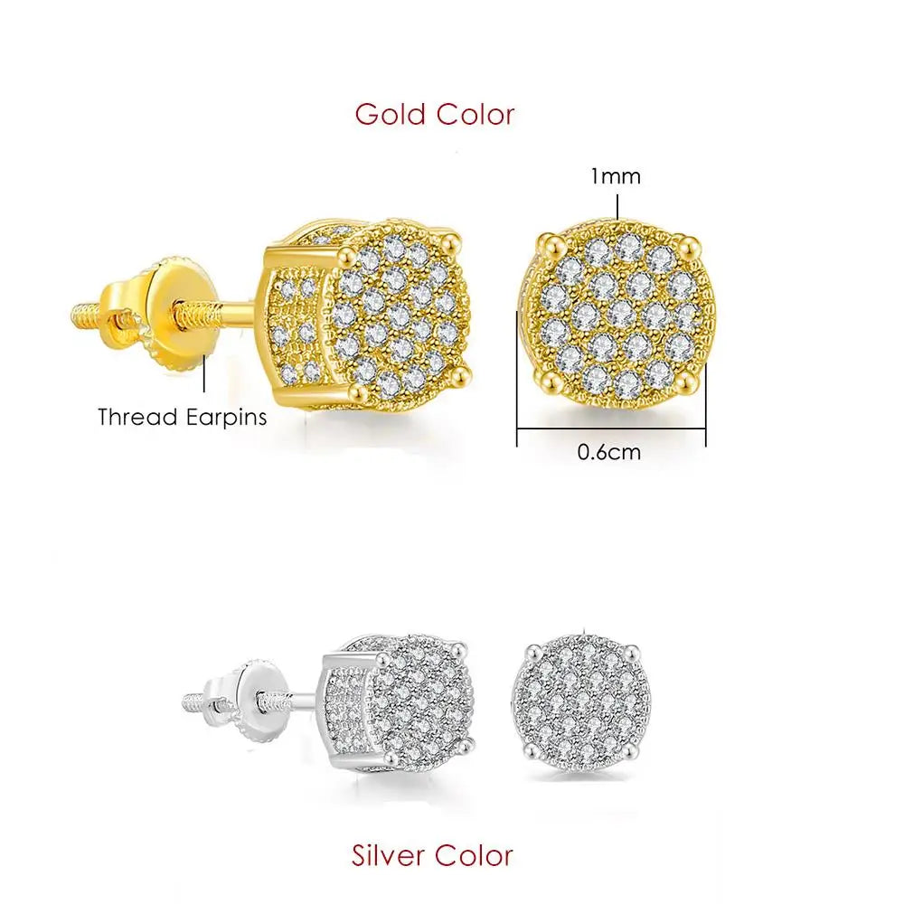 Rock Hip Hop ghiacciato orecchino a perno per uomo uomo Set completo zircone oro Piercing accessori per l'orecchio Punk Hippie Trend gioielli Dropship