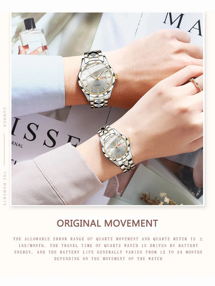 BINBONG Orologi da donna Orologio al quarzo da donna di moda di lusso Orologio da polso in acciaio inossidabile con data luminosa impermeabile Regalo per gli amanti della fidanzata