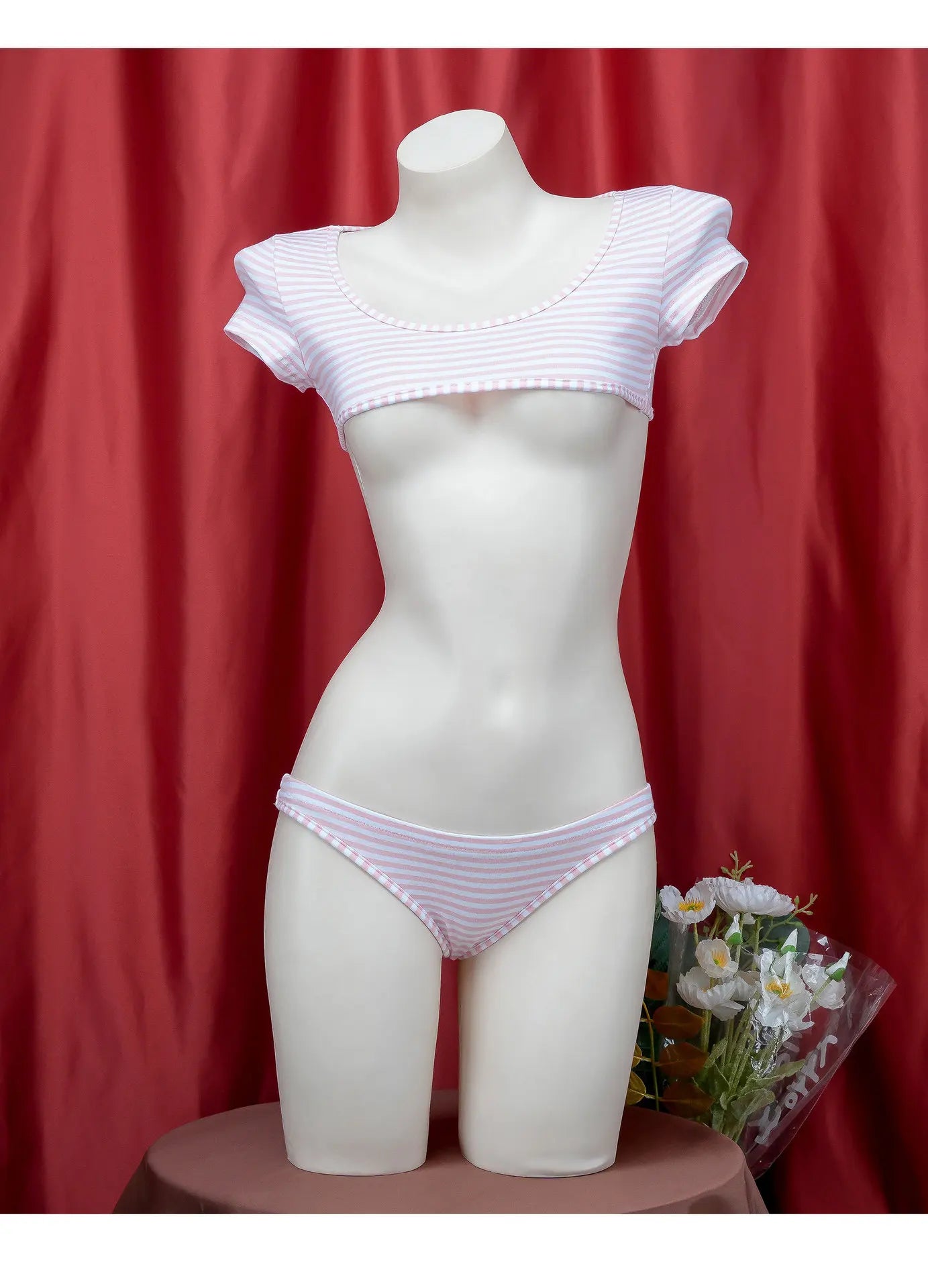 La biancheria intima giapponese della maglietta a righe Super corte imposta il Bikini uniforme delle ragazze del Costume Cosplay della scuola di stile a tre punti