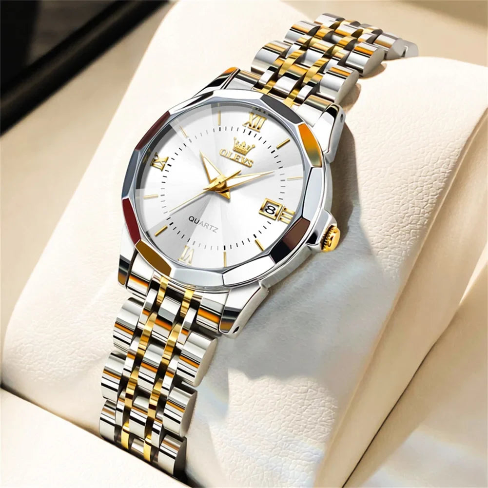 OLEVS 9931 Elegante Orologio da Donna di Lusso, Marca Originale, Movimento al Quarzo, Impermeabile, in Acciaio Inossidabile, Luminoso con Data