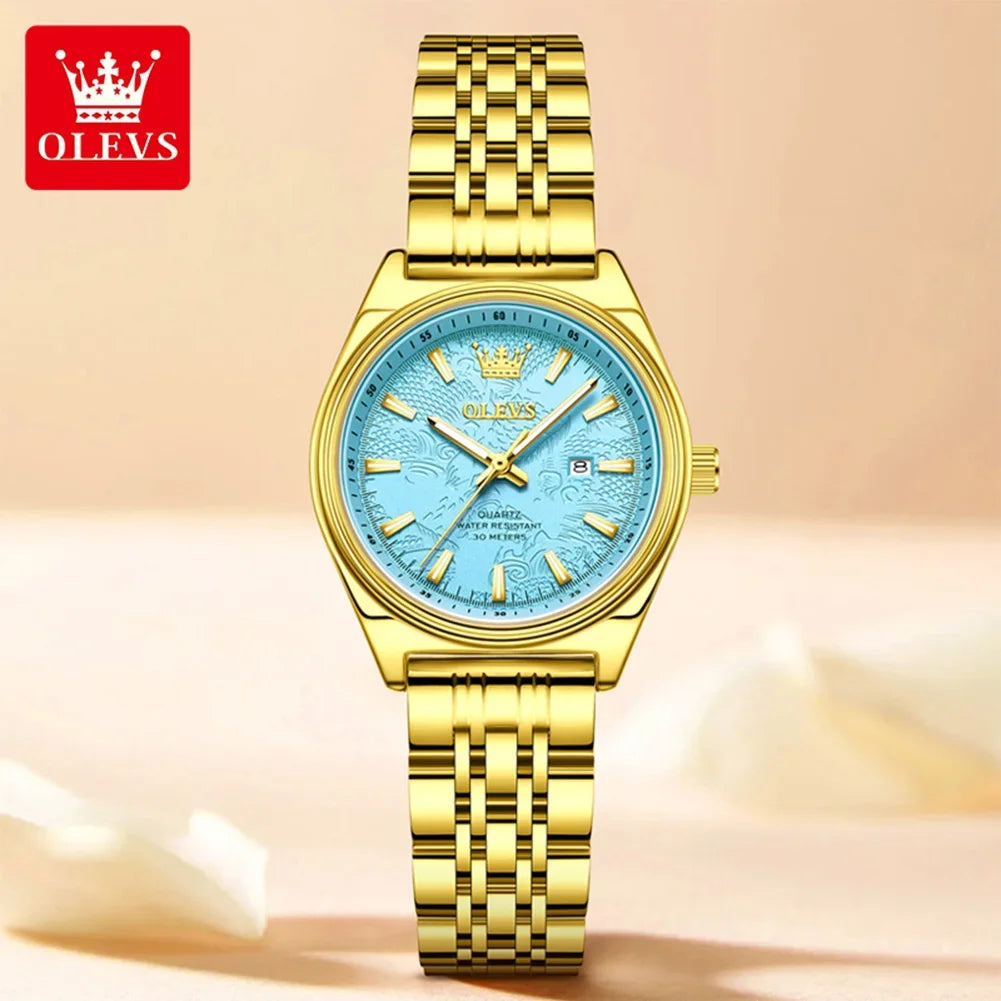 OLEVS 3703 Orologio da donna Orologio al quarzo con calendario di lusso Orologio da polso da donna impermeabile con specchio ad alta durezza 30M