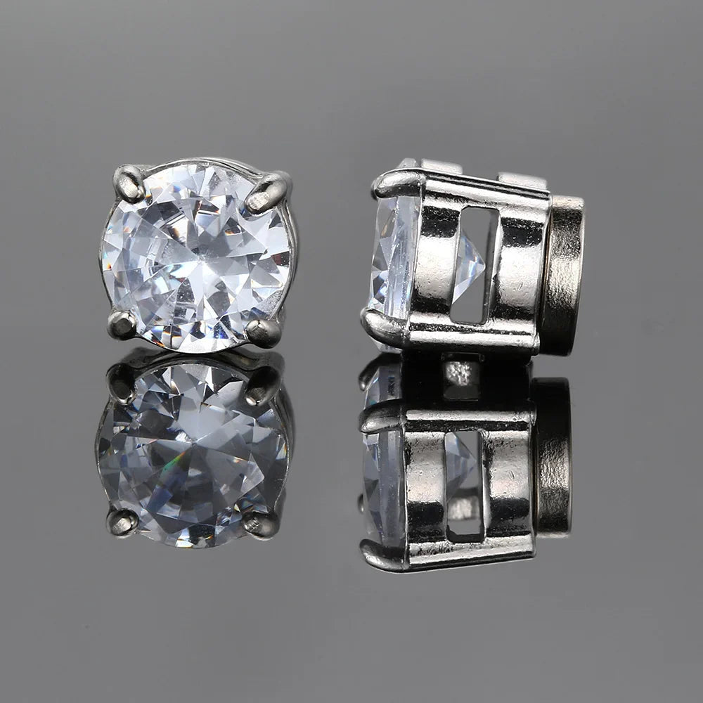 Orecchini finti Ice Out per uomo donna Forte magnete magnetico in acciaio inossidabile non penetrante Accessori per gioielli di moda Hip Hop Rock