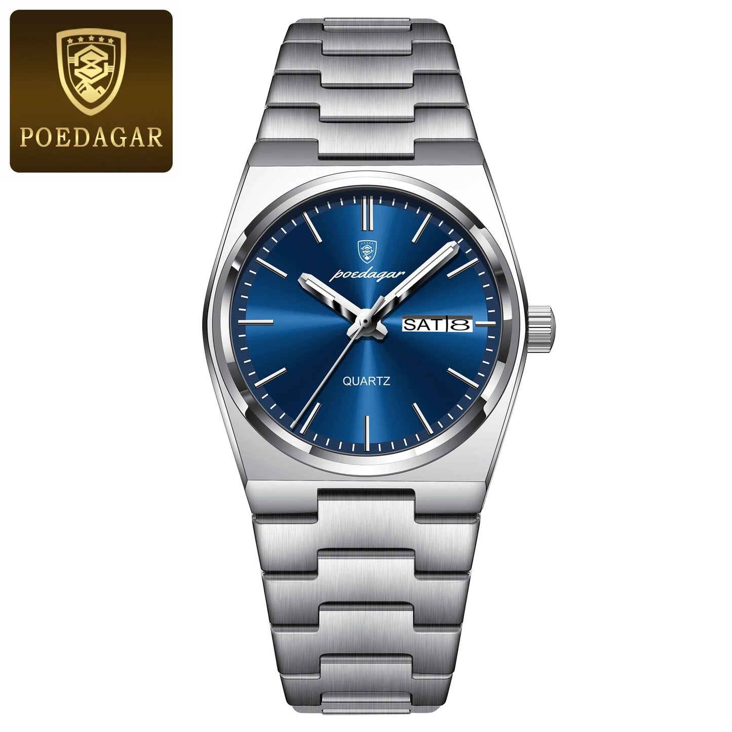 POEDAGAR Top squisito orologio da polso da donna impermeabile al quarzo luminoso orologio da donna casual data settimana orologi da donna in acciaio inossidabile