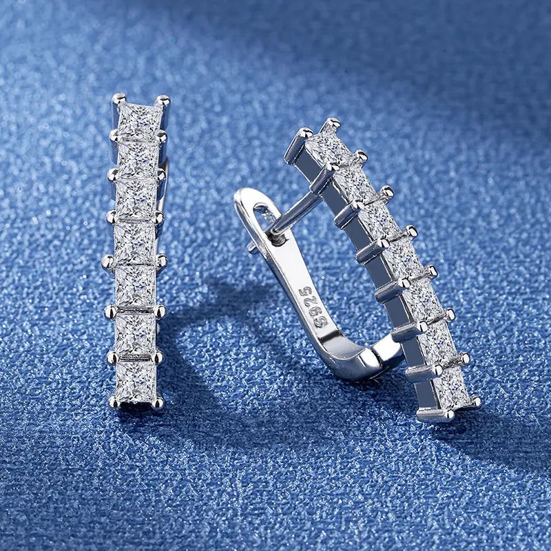 Orecchini in argento sterling 925 gioielli di alta qualità retrò modello semplice orecchini con zirconi bianchi viola vendita calda