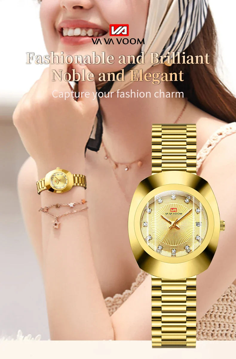 2024 nuove donne orologio ovale 34mm movimento al quarzo in acciaio inossidabile marchio di lusso acqua diamante oro nero vestito casual orologio da banchetto