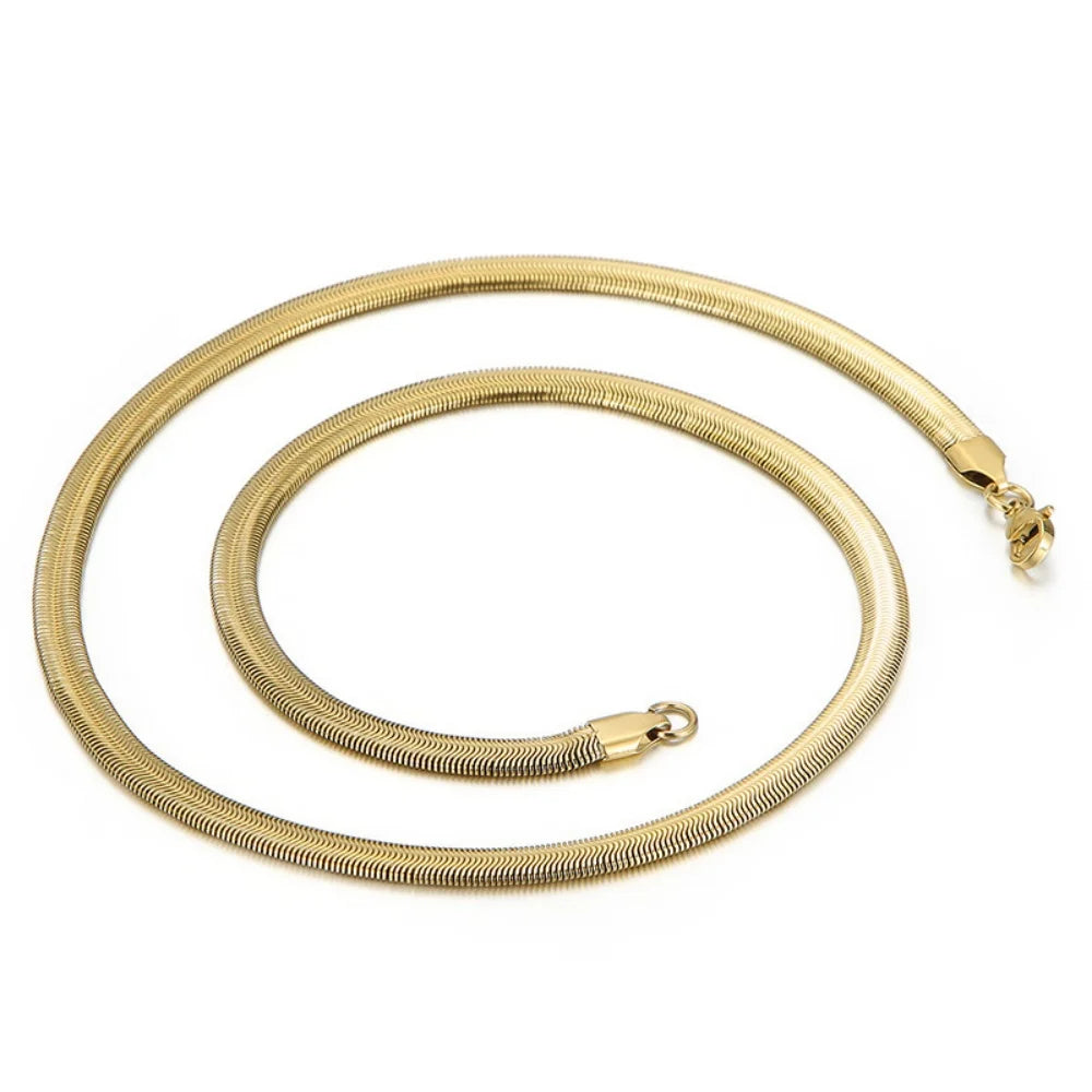 Collana lunga a catena a serpente di moda Uomo Donna Catene a maglie color oro in acciaio inossidabile Set di gioielli punk di base all'ingrosso