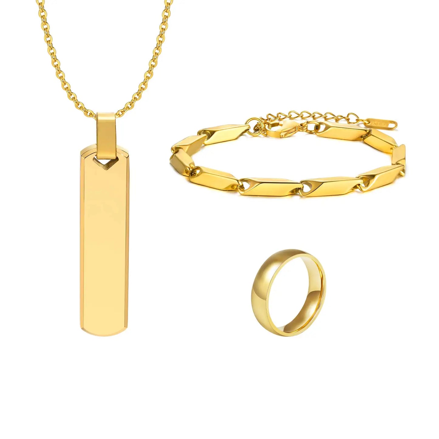 Set di 3 Collane con Barra Verticale per Uomo, Collana con Ciondolo in Acciaio Inossidabile Stile Hip Hop, Set di Gioielli alla Moda Regalo per Lui