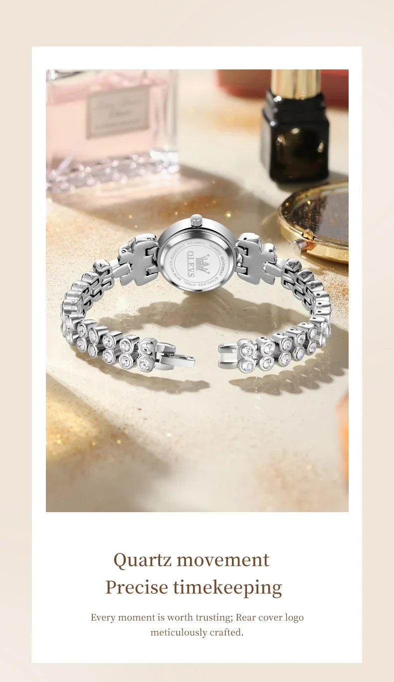 OLEVS 5887 Orologi da donna Elegante orologio al quarzo originale Orologi luminosi impermeabili per regalo donna Cinturino con diamanti Reloj Mujer