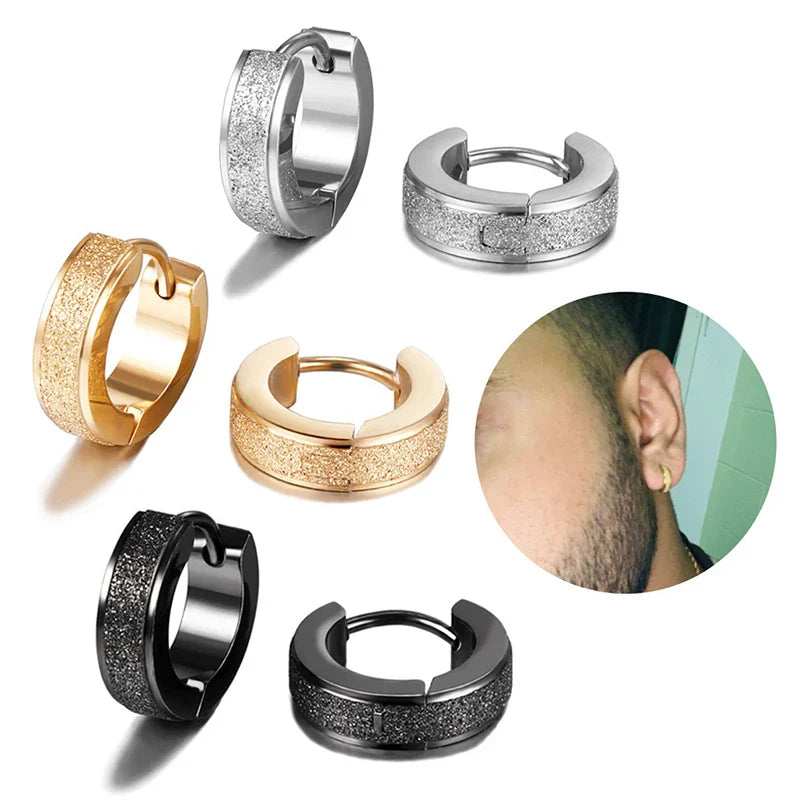 Orecchini a cerchio in acciaio inossidabile con glassa larga 2 pezzi orecchini rotondi neri per donna uomo Punk Vintage Circle Earring Jewelry Statement