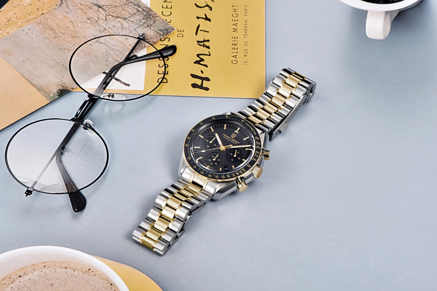 PAGANI DESIGN 500 Orologio da Uomo di Lusso con Cronografo Sportivo, Quadrante Tondo, Vetro Zaffiro AR, Movimento Giapponese, Acciaio 316L, Luminoso