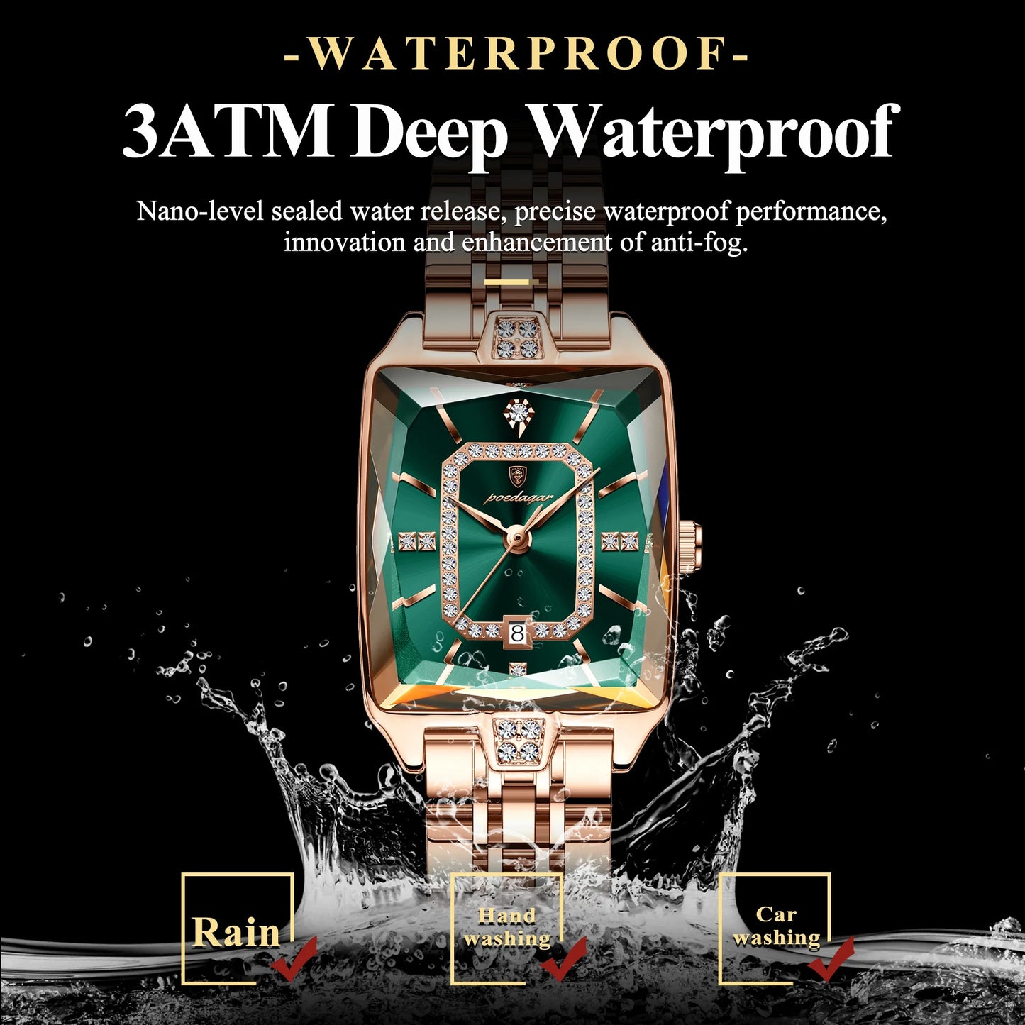 POEDAGAR Orologio da donna di lusso Impermeabile Data Orologio da polso da donna casual di alta qualità Orologio da donna elegante al quarzo in acciaio inossidabile