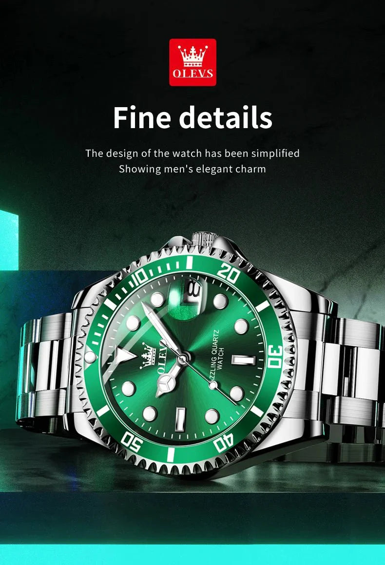 OLEVS 5885 Orologio da uomo Orologio al quarzo impermeabile di marca originale Cinturino in acciaio inossidabile Data automatica Orologi da regalo da uomo per uomo
