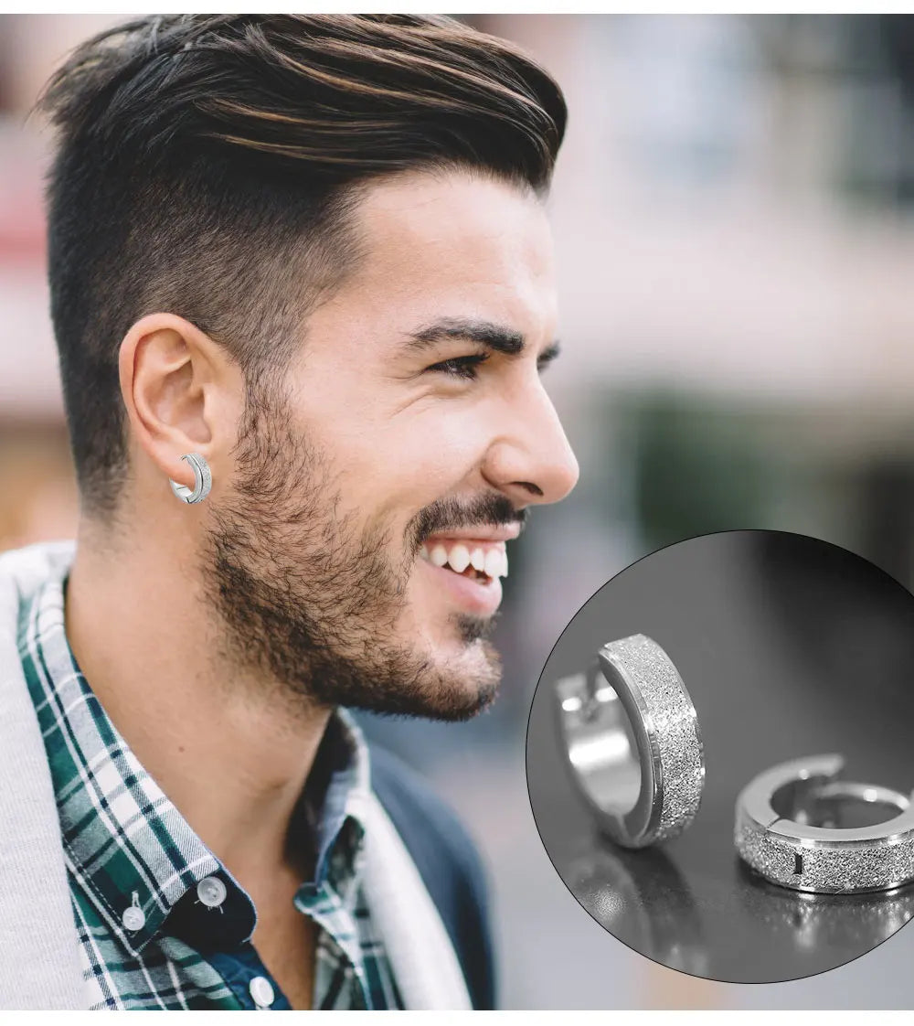 Orecchini a cerchio in acciaio inossidabile con glassa larga 2 pezzi orecchini rotondi neri per donna uomo Punk Vintage Circle Earring Jewelry Statement