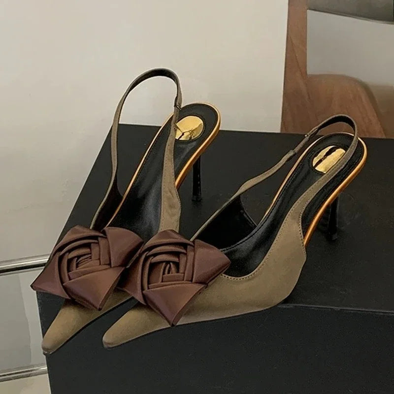 Aneikeh Summer Street Style Elegant Sexy Flower Designer Pointed Toe High Heels Women Shallow Fashion Pumps Banquet Dress Shoes
